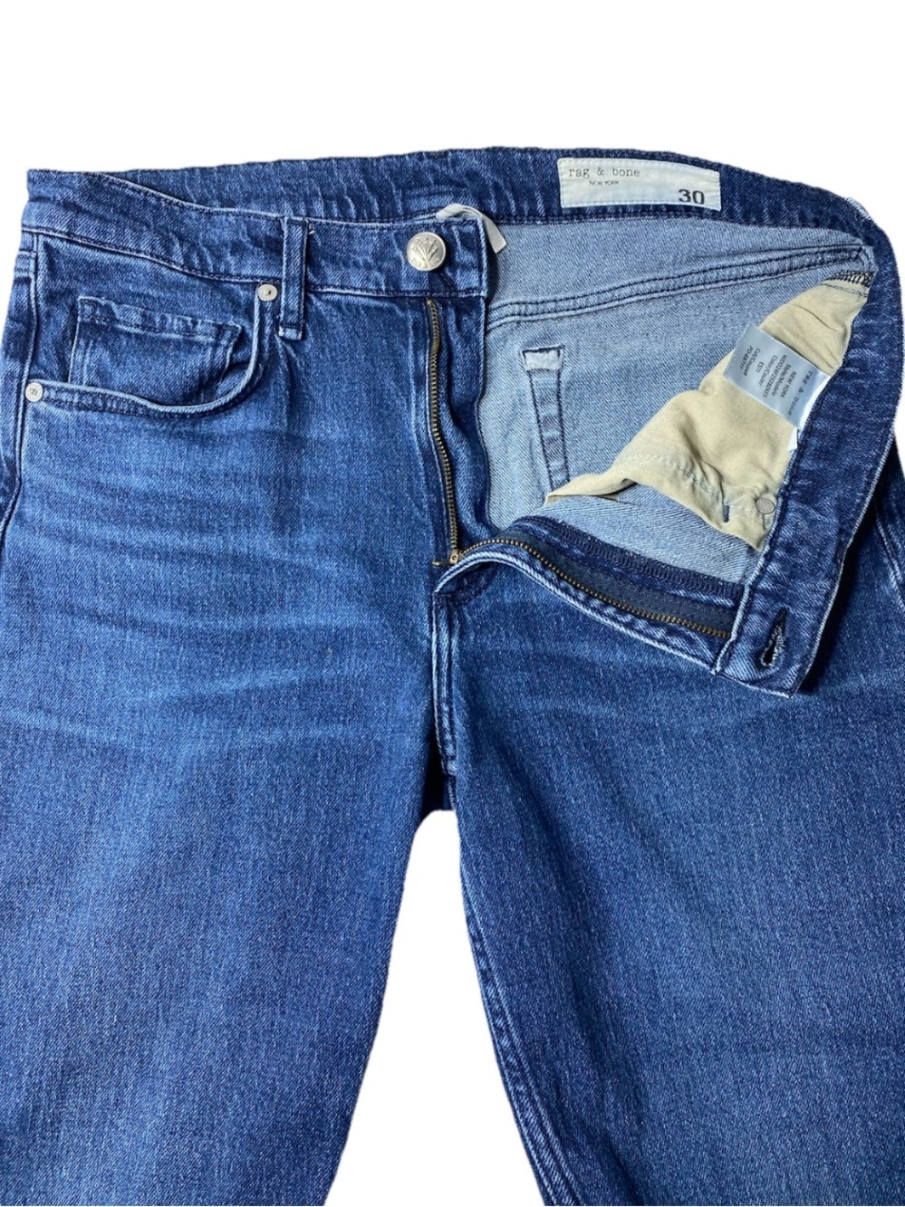 Rag & Bone Peyton Mid-Rise Bootcut Blue Jeans Raw Hem Women’s Size 30 - Picture 4 of 15